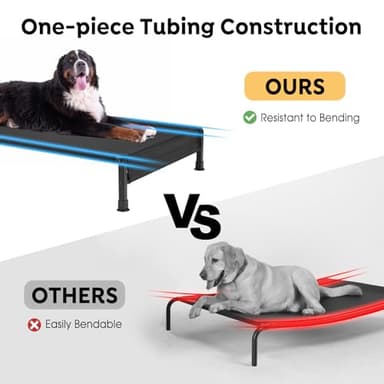 Veehoo Cooling Outdoor Dog Bed, Heavy Duty Elevated Pet Bed with Washable & Breathable Teslin Mesh, Non-Slip Silicon Feet, Dog Cot Bed with Support Hem, 41" x 27", Black, CWC2433 - Image 2