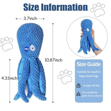 angelisdoll Dog Squeaky Toy,Interactive Dog Toys to Keep Them Busy, Stuffed Plush Toy for Puppy Teething, Tough Chew Toys for Small, Medium and Large Breeds, Tug of War Pet Toys (Octopus) - Image 2