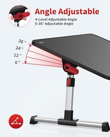 Laptop Desk Table, SAIJI Adjustable Laptop Stand, Portable Lap Desks with Foldable Legs, Notebook Standing Breakfast Tray Reading Desk for Sofa Couch Bed Floor (Black,Medium Size) - Image 3