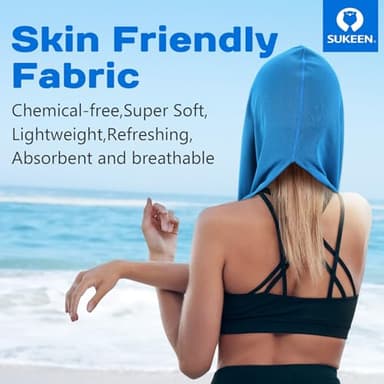 Sukeen Cooling Hoodie Towel, Absorbent Quick-Drying Cooling Towels for Neck and Face, UV Sun Protection Cooling Neck Wraps Sport Head Cooling Towel Hot Weather - Image 8