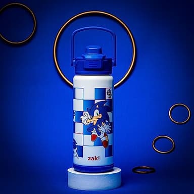 zak! Beacon Insulated Bottle, Sonic the Hedgehog - 20 oz - Durable Stainless Steel - Double-Wall Vacuum Insulation, Silicone Spout & Push-Button, Leak-Proof Lid - Dishwasher Safe - Image 4