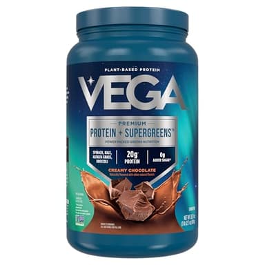 Vega Protein + Supergreens - 20g Plant-Based Protein, Chocolate, 25 Servings, Real Greens & Veggies, Vegan Keto, 0g Added Sugar, Non-GMO, Gluten Free, Dairy Free, 1.8lbs (Packaging May Vary) - Image 1