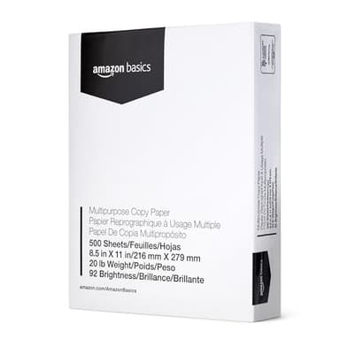Amazon Basics Multipurpose Copy Printer Paper, 20 lb, 8.5 x 11 Inches, 8 Reams (4,000 Sheets), 92 Bright, White - Image 6