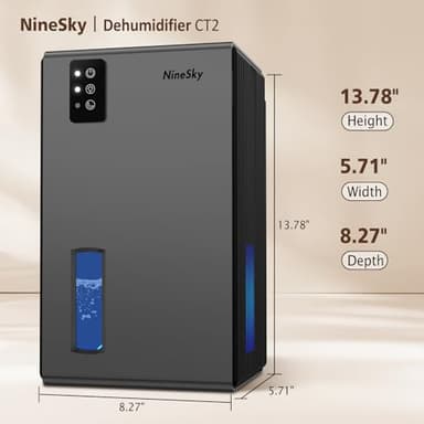 NineSky Dehumidifiers for Home, 95 OZ Water Tank, (1000 sq.ft) Dehumidifiers for Bathroom Bedroom Basement with Auto Shut Off,7 Colors LED Light(Gray) - Image 7