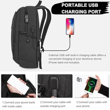 Mancro Business Travel Laptop Backpack, Anti Theft Slim Laptop Bag with USB Charging Port for Men and Women, Water Resistant Computer Bag Fits 15.6 Inch Laptop and Notebook (Black) - Image 2