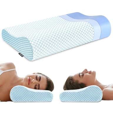 Memory Foam Bed Pillow for Sleeping, Ergonomic Cervical Contour Neck Support Orthopedic Pillow for Side Back Stomach Sleeper, Neck and Shoulder Pain - Image 1