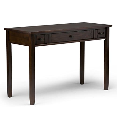 SIMPLIHOME Warm Shaker Desk - 48-Inch Wide Solid Wood Writing Desk in Tobacco Brown, Transitional Home Office Computer Table for Workspace or Study with Flip-Down Keyboard Tray and 2 Drawers - Image 1