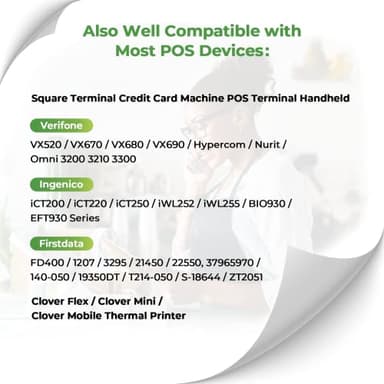 MUNBYN 2 1/4" x 50' Thermal Paper (50 Rolls), BPA Free Receipt Paper, 58mm Thermal Receipt Papers Fits All 58mm Thermal POS Printer, Square Terminal Credit Card Machines thick enough printers clearly - Image 3