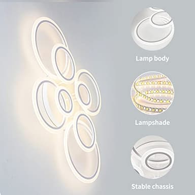 Shine LUEST Modern LED Ceiling Light, Dimmable LED Chandelier Flush Mount Ceiling Lights, Remote Control Acrylic Ring Ceiling Lamp Fixture for Living Room Dining Room Bedroom (White, 8 Rings) - Image 6