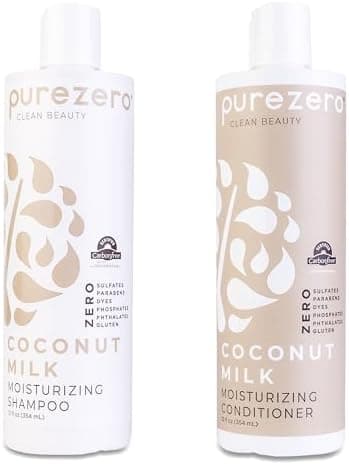 Purezero Coconut Milk Shampoo & Conditioner Set - 100% Vegan & Cruelty Free - Intense Hydration & Increase Shine - Zero Sulfates, Parabens, Dyes - Fight Dandruff & Frizz - Image 3