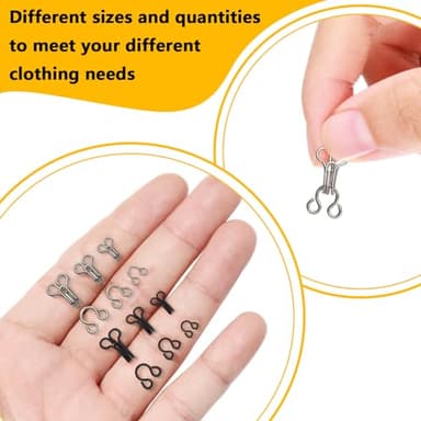 72 Pairs Hook and Eye Sewing Kit – Black and Silver Bra Hooks Replacement in Multiple Sizes, Ideal for DIY Clothing Repairs, Underwear Alteration, and Home Sewing, with Storage Box - Image 5