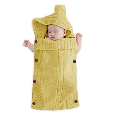 XMWEALTHY Newborn Baby Wrap Swaddle Blanket Knit Sleeping Bag Receiving Blankets Stroller Wrap for Baby (Turmeric) (0-6 Month) - Image 7