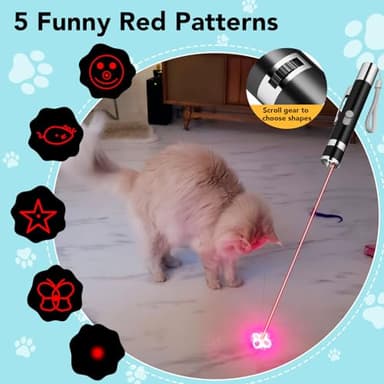 Waputne Cat Toy Pointer, 2 Pieces, USB Rechargeable with 7 Adjustable Patterns, Interactive Chase Toys for Indoor Cats & Dogs, Training & Exercise Fun (Black) - Image 3