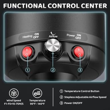 EGFKI Dog-Hair-Dryer, 5.2HP/ 3800W High Velocity Pet Blow Dryer with Heater for Grooming, Speed Temperature Adjustable Dog Blower Grooming Dryer with 4 Nozzles - Image 2