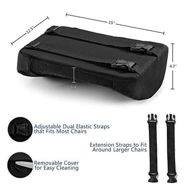 ComfiLife Lumbar Support Back Pillow Office Chair and Car Seat Cushion - Memory Foam with Adjustable Strap and Breathable 3D Mesh (Black) - Image 4