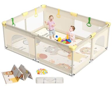 CoziBB Baby Playpen with Mat, 71" × 59" Extra Large Playpen for Toddler, Play Yard, Baby Fence Play & Sleep Area for Indoor & Outdoor - Image 1