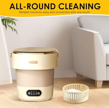 Portable Washing Machine 15L Upgraded w/Spin Basket Mini Washer for Baby Clothes Travel Suitable for Dorms Apartments Hotels (Khaki) - Image 2