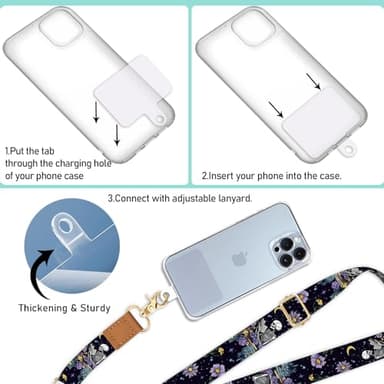 Piefly Phone Lanyard Crossbody Strap, Skeleton Flower Cell Phone Lanyards for Around the Neck Wristlet Shoulder, Funny Skull Gothic Wrist Strap Adjustable Accessories Travel Essentials - Image 6