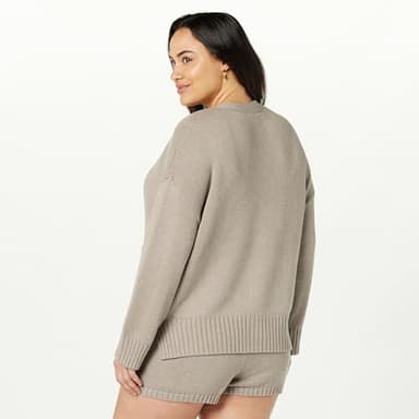 The Drop Women's Brigitte Cotton Blend Chunky Cardigan, Heather Mushroom, XS - Image 6