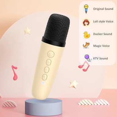 Mini Karaoke Machine for Adults Kids, Portable Bluetooth Karaoke Speaker with 3.5" Full-Range Speaker and Colorful LED Lights, Support USB/TF Card/AUX (Beige-1Mic) - Image 5