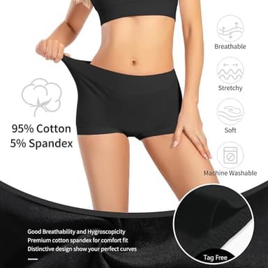 Migbean Womens Seamless Boy Shorts Underwear Soft Stretch Boxer Shorts Briefs No Show Panties 2 Packs Black Grey - Image 5