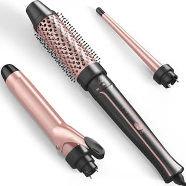 Nimmu Curling Iron Set with Thermal Brush Ceramic Curling Wand (0.35"-1"), 1 1/2 Inch Pro Heated Round Brush Create Blowout Look & Natural Curls, 30S Fast Heat Up, Detachable Dual Voltage Hair Curler - Image 1