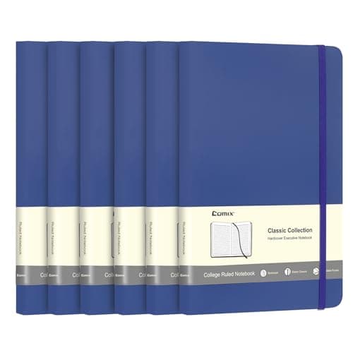 Comix 6 Pack Lined Journal Notebooks for Work, 240 Pages, 5.5"x8.3", Navy Blue, Hardcover, A5 Medium College Ruled, Journaling Notebooks for Notes-taking, Fits for Office School Home - Image 1