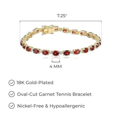 Amazon Essentials Yellow 18K Gold Plated Sterling Silver Genuine Garnet and 0.005 cttw Diamond Accent Tennis Bracelet, 7.25" (previously Amazon Collection) - Image 5