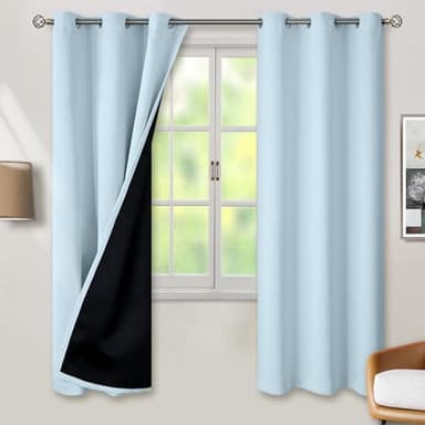 BGment Baby Blue 100% Blackout Curtains for Nursery Bedroom 72 Inch Length 2 Panels, Thermal Insulated Full Light Blocking Grommet Noise Cancelling Window Curtains for Kids Room, 42 Inch Wide Each - Image 1