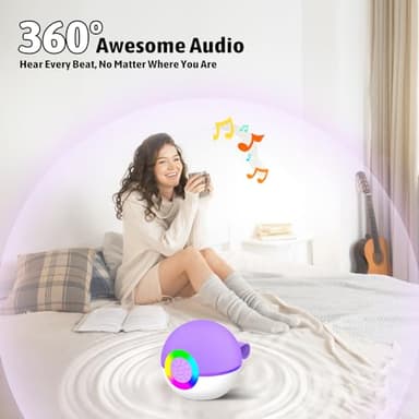 Heroange Karaoke Microphone Machine Toys for Kids Adults, Mini Portable Bluetooth Speaker with 2 Wireless Mics, Christmas Birthday Gifts for Boys Girls Ages 3 4 5 6 7 8 9 10 11 12+ Year (Purple) - Image 5