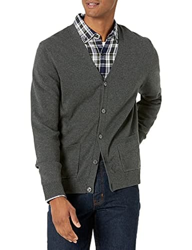 Amazon Essentials Men's Cotton Cardigan Sweater, Charcoal Heather, X-Large - Image 1