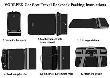 YOREPEK Padded Car Seat Travel Bag Backpack for Airplane, Heavy Duty Car Seat Bags for Air Travel, Carseat Cover for Airplane Travel with Shoulder Strap, Car Seats Carrier for Airport, Black - Image 7