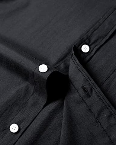Alimens & Gentle Mens Solid Oxford Shirt Long Sleeve Dress Shirt Work Casual Button Down Shirts with Pocket Black - Image 5