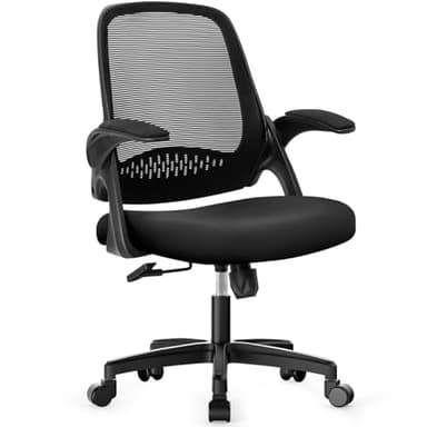NEO CHAIR Office Desk Computer Gaming Ergonomic Chair with Lumbar Back Support Adjustable Height Swivel Wheels Flip-up Arms Mesh Chair for Home or Office (Black) - Image 9