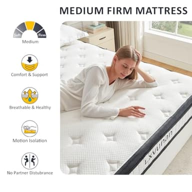 Lxvunan Twin10 inch Mixed Mattress, Spring Mattress in Independent Packaging Bag, Breathable and Comfortable, Decompression, Including Gel Memory Foam, Suitable for Various bedsteads - Image 5