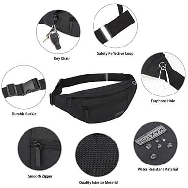 MAXTOP Large Crossbody Fanny Pack with 4-Zipper Pockets,Gifts for Enjoy Sports Festival Workout Traveling Running Casual Hands-Free Wallets Waist Pack Phone Bag Carrying All Phones - Image 4