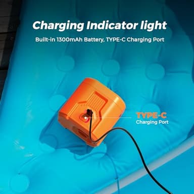 FLEXTAILGEAR 5kPa Electric Air Pump, Portable Camping Air Pump, Ultralight Paddleboard Pump with 1300mAh Rechargeable Battery, 1000L/min Airflow for Kayaking Air Beds Sleeping Pads Pool Floats - Image 4