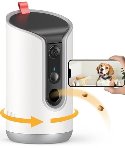 TKENPRO 2K Pet Camera Treat Dispenser, 360°View Dog Camera with Phone App, 5G&2.4G WiFi 2-Way Talk Pet Cam Indoor for Cats Remote Treat Tossing, Motion Alerts, Auto Tracking - Image 1