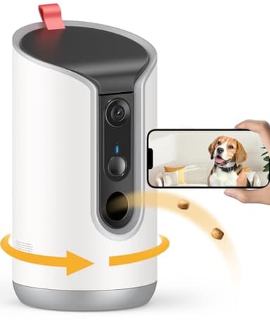 TKENPRO 2K Pet Camera Treat Dispenser, 360°View Dog Camera with Phone App, 5G&2.4G WiFi 2-Way Talk Pet Cam Indoor for Cats Remote Treat Tossing, Motion Alerts, Auto Tracking - Image 1