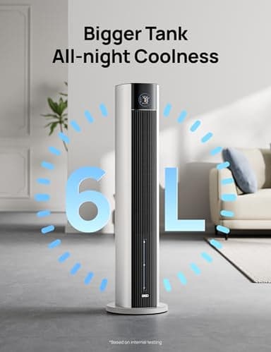 Dreo Evaporative Air Swamp Cooler, 43" Cooling Fans that Blow Cold Air 2025 Upgraded, 85° Oscillating Floor Fan for Bedroom, Easy Cleaning, APP Control, Ice Packs, 4 Speeds & 4 Modes, 12H Timer, White - Image 3