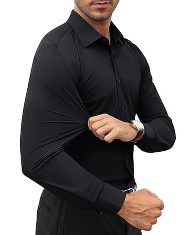 Lion Nardo Slim Fit Black Dress Shirts for Men Wrinkle Free Mens Dress Shirts Long Sleeve Big Muscle Fit Button Up Shirt - Image 2