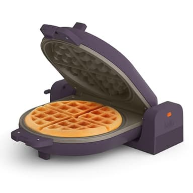 bella Flip-n-Store Waffle Maker, EverGood™ Ceramic Nonstick Coating, Fits-anywhere™ Kitchenware, Power Indicator Light & Touch Handle, 7” Wide & 1" Deep Plates, 1000 Watt, Plum - Image 1