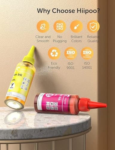 Hiipoo 500ML Sublimation Ink Refill for ET2400 ET-2720 ET-2760 ET-2800 ET-2803 ET-2850 ET-4800 ET-15000 ET-3760 Inkjet Printer Heat Press Transfer on Mugs T-Shirts Pillows (Upgrade Version) - Image 5