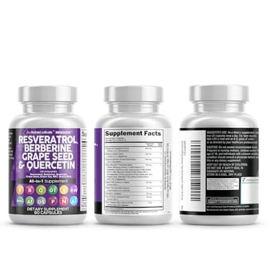 Clean Resveratrol Supplement | Berberine Grape Seed Extract Quercetin Green Tea Extract Acai Noni Polyphenol Supplement for Women & Men Anti Aging N-Acetyl Cysteine NAD Booster - Image 8