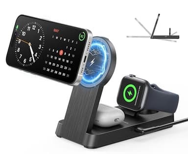 3 in 1 Magnetic Wireless for iPhone Charging Station: Foldable Portable Charger for iPhone 17-12 Pro Max & Apple Watch & AirPods, for Apple Multiple Devices Charger for Home,Office&Travel - Image 1