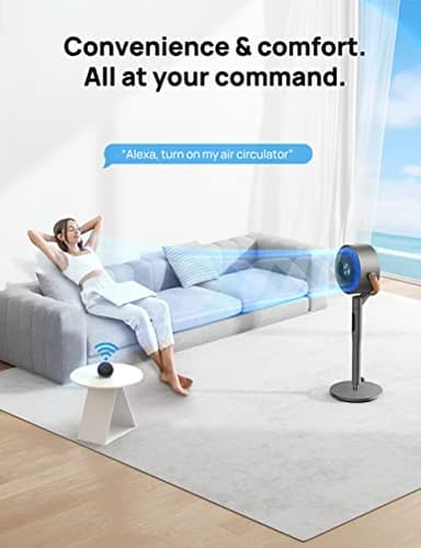 Dreo Smart Fan for Bedroom, 120°+105° Omni-directional Oscillating Standing Fans with Remote, 100ft Quiet Floor Fan for Room, Wi-Fi/Voice/Alexa, 6 Modes, 8 Speeds, 37-43'' Height, 12H Timer, DC Motor - Image 6