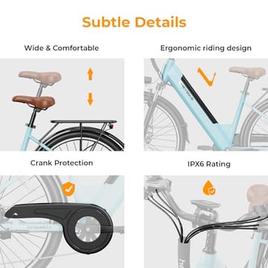 Heybike Cityscape 2.0 Electric Bike for Adults with 1000W Motor Peak,468Wh Removable Battery and up to 50Miles 24MPH,UL Certified 26" Electric Commuter Bike with 7-Speed and Front Suspension. - Image 6