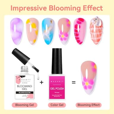 Makartt Clear Blooming Gel 15ml UV LED Soak Off Nail Art Polish for Spreading Effect Marble Nail Polish Gel Paint Nail Designs for DIY Color Flower Watercolor Magic Beauty Gift - Image 2