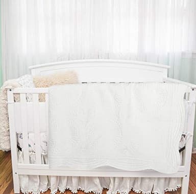 MONOBLANKS Baby Quilt Personlized Monogram Lightweight Embossed Scalloped Throw Blanket Four Seasons (White) - Image 6