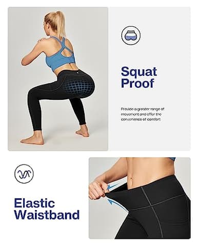 Heathyoga Women's Yoga Pants Leggings with Pockets for Women High Waist Yoga Pants with Pockets Workout Leggings Tights Black - Image 5